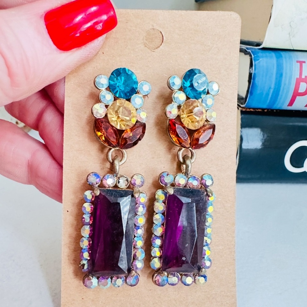 Elegant Multicolor Crystal Drop Earrings